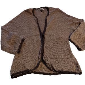 Chico's Tie Front Baggy Sleeve Knit Cardigan Sweater Size 2 Brown